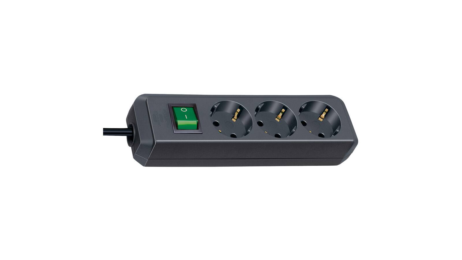 Brennenstuhl Eco-Line Steckdosenleiste Schalter 3fach schwarz 1,5m H05VV-F 3G1,5 