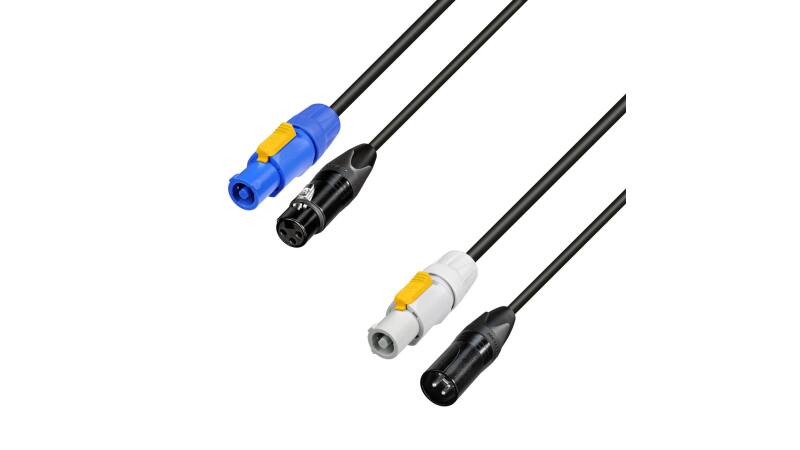 Adam Hall Cables 8101 PSDT 0500 N - Netz- & DMX-Kabel PowerCon In & XLR female zu PowerCon Out & XLR male 5,0 m