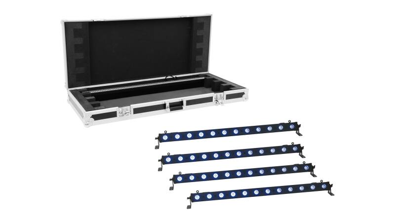 EUROLITE Set 4x LED BAR-12 QCL RGB+UV Leiste + Case