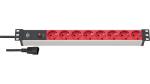 Brennenstuhl Alu-Line 19 Zoll Steckdosenleiste 8-fach mit 10A Sicherungsautomat und Kaltgeräte-Stecker - 1390007118