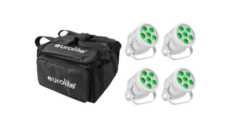 EUROLITE Set 4x LED Silent Par 6 QCL Floor ws + Soft-Bag