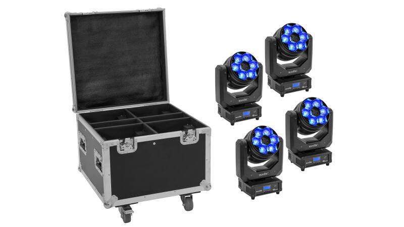 EUROLITE Set 4x LED TMH-H240 Beam/Wash/Flowereffekt + Case