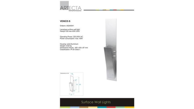 Artecta VENICE-S 230V G9 25-40W - LED Wandstrahler Edelstahl 