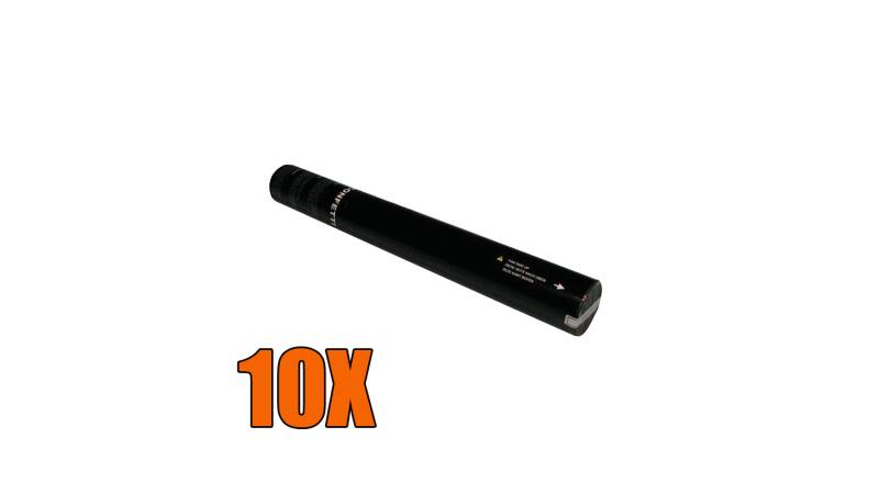 10x Magic FX - Showtec Handheld Luftschlangen Confetti Shooter Konfetti Kanone 50cm - Weiß/Silber Set